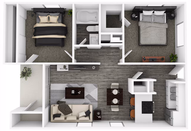 Two Bedroom One Bath 3038 floor plan